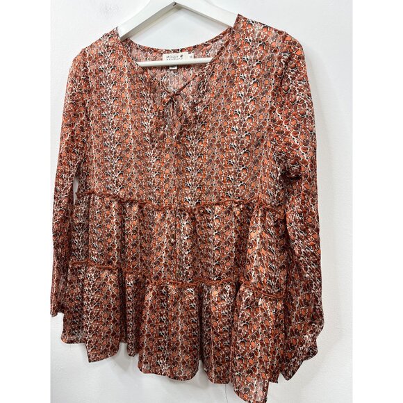 Molly Bracken XS Floral Boho Peasant Blouse Fall Cottagecore Top - Picture 14 of 14